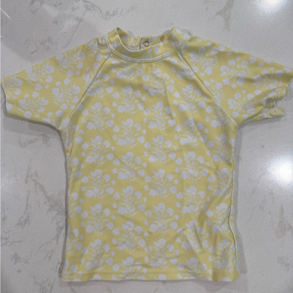 Minnow unisex citron blossom short sleeve rashguard, size 1T VGUC